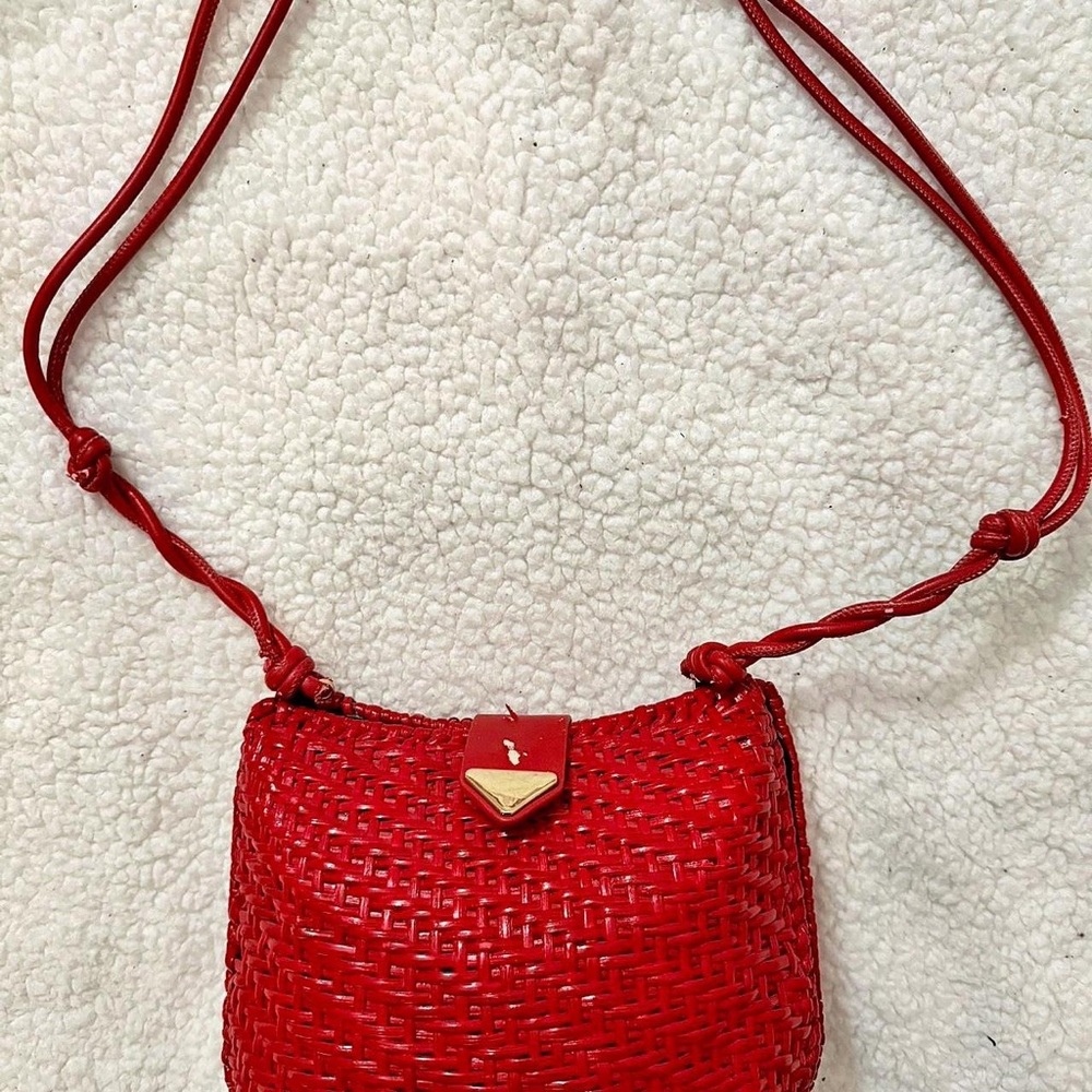 Zara Vibrant Red Braided Crossbody Bag